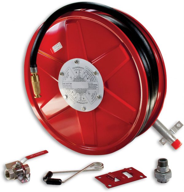 FIRE HOSE REEL 36M X 19MM WITH WALL BRACKET AND SHUT OFF VALVE