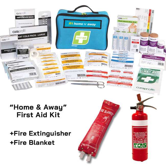 Home Safety Kit with Extinguisher, Fire Blanket, 1st Aid Kit